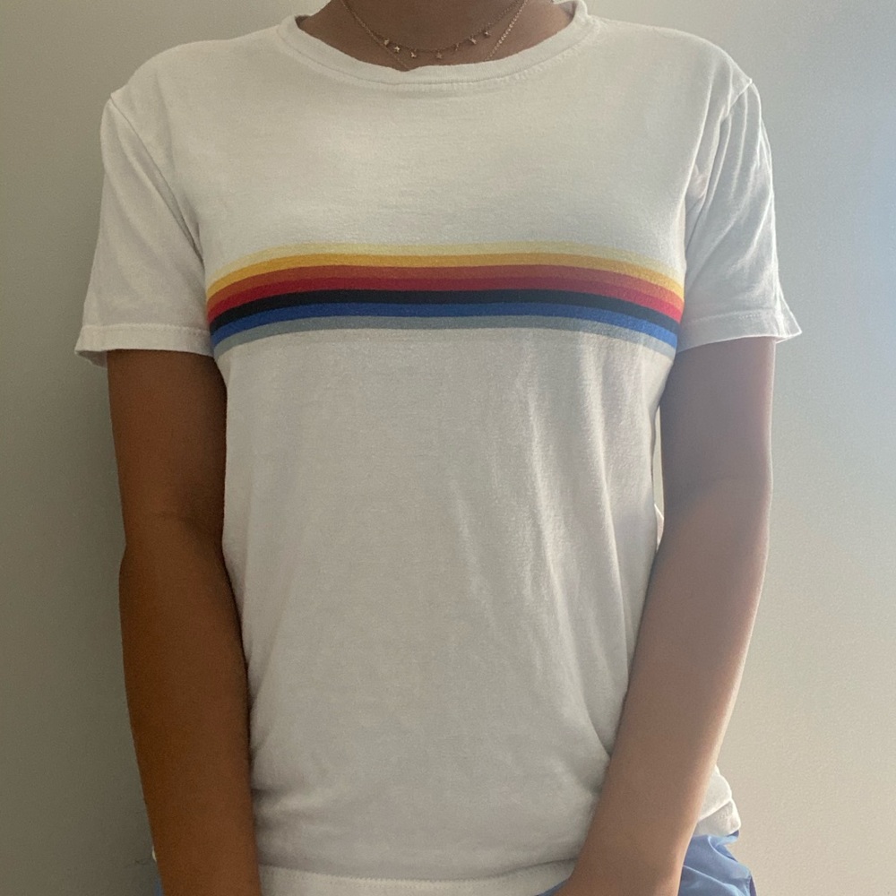 BRANDY MELVILLE JOHN GALT RAINBOW STRIPED TEE